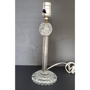 Mid-Century Hobnail Clear Glass Stacked 13" Candlestick Lamp Vintage Antique